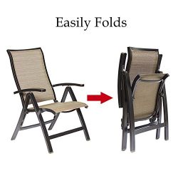 dali Patio Folding Chairs, Recliner Portable Laying for Beach Yard Pool Office Outdoor Patio With 6 Adjustable Angles, Lounge Chair Garden Backyard Outdoor Patio Furniture 2 Pcs Sets
