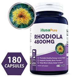 Best Rhodiola Rosea 4800mg 180 Capsules (Non-GMO & Gluten Free) Max Strength - Improve Energy, Brain Function & Stress Relief ★★★100% Money Back Guarantee - Order Risk Free!★★★