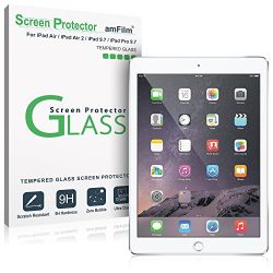 amFilm iPad 9.7 Screen Protector Tempered Glass for Apple iPad 9.7" (2018, 2017)/iPad Pro 9.7 Inch/iPad Air/iPad Air 2, New iPad 5th, 6th Gen, Apple Pencil Compatible