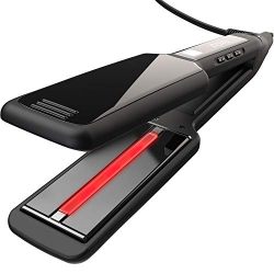 Xtava Infrared Flat Iron Hair Straightener - Professional 2 Inch Dual Voltage Ceramic Flat Iron with Temperature Control For All Hair Types - Flat Iron for Hair with Auto Shut Off and Travel Case