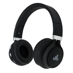 ARTIX BT5 Bluetooth Headphones On-Ear Wireless Earphones, Lightweight, Foldable, Adjustable Headset w/Built In Microphone, 3.5mm Cable for Wired Use For Work, Travel, Sport, Kids, Teen Adult Black