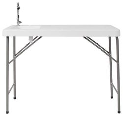Flash Furniture 23''W x 45''L Granite White Plastic Folding Table with Sink