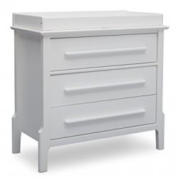 Serta Mid Century Modern 3 Drawer Dresser with Changing Top, Bianca White
