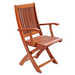 Achla Designs Eucalyptus Wood Indoor Outdoor Folding Chair with Arms