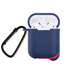 Newseego AirPods Case Full Protective Waterproof Silicone Cover Keychain Compatible Apple Airpods Portable Case-Blue