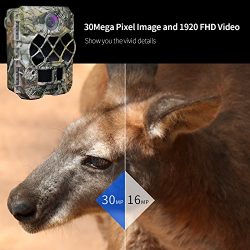 Bestguarder Trail Camera, 30MP 1920P HD Waterproof Wildlife Hunting Scouting Game Camera with 140°Detecting Range Motion Activated Night Vision 2.0”LCD 42Pcs IR LEDs