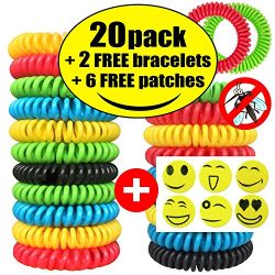 GREAT OUTDOORS Natural Mosquito Repellent Bracelets ª- Insect Bug Protection up to 300 Hours Bands, Deet-Free Wristband, Pest Control Bands for Kids & Adults 22 Pack & 6 Patches (22)