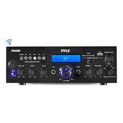Pyle Bluetooth Stereo Amplifier Receiver [Compact Home Theater Digital Audio System] with Wireless Streaming | FM Radio | MP3/USB/SD Readers | Remote Control | 200 Watt (PDA6BU)
