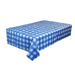 Pack of 6 Plastic Blue and White Checkered Tablecloths
