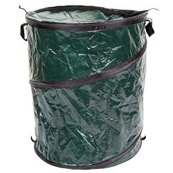Wakeman Collapsible Trash Can- Pop Up 33 Gallon Trashcan for Garbage with Zippered Lid Outdoors -Ideal for Camping Recycling and More (Green)