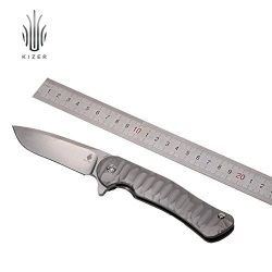 KIZER Knives Tactical Folding Knife Outdoor Hunting Rescue Tool,EDC Pocket - Survival Camping Knife, CPM-S35VN Stainless Steel - Titanium Handle