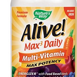 Nature's Way Alive! Max3 Daily Adult Multivitamin, Food-Based Blends (1,060mg per serving) and Antioxidants, No Iron Added, 180 Tablets