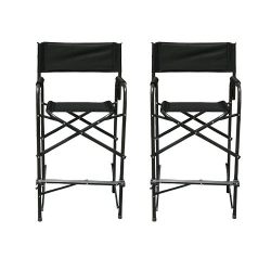 Impact Canopy Director's Chair, Tall Folding Director's Chair, Heavy Duty, Set of 2 Aluminum Frame Chairs, 47 Inch, Black