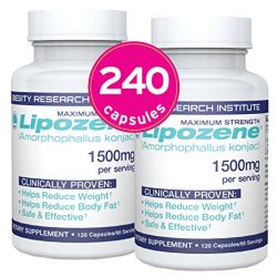 Lipozene Diet Pills - 2 Mega Bottles, 240 Capsules Total - Weight Loss Supplement - Appetite Suppressant and Control - No Stimulants No Jitters