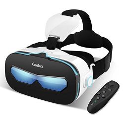 Canbor VR Headset with Remote Controller, Virtual Reality Headset 3D VR Goggles Glasses for 3D Movies and Games Compatible with 4.0-6.3 Inches Apple iPhone, Samsung Sony More Smartphones