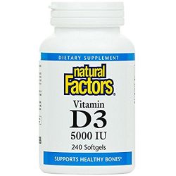 Natural Factors - Vitamin D3 5000 IU, Supports Healthy Bones, 240 Soft Gels