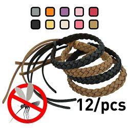Kinven Original Mosquito Insect Repellent Bracelet Waterproof Natural DEET FREE Insect Repellent Bands, Anti Mosquito Protection Outdoor & Indoor, Adults & Kids, 12 bracelets, in Brown/Black
