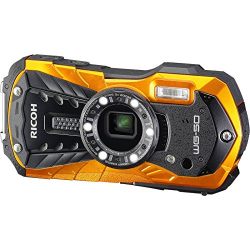 Ricoh WG-50 Waterproof/Shockproof Digital Camera (Orange) with 64GB Card + Battery & Charger + Case + Tripod + Floating Strap + Kit