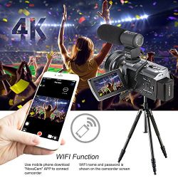 4K Camcorder,Ansteker 48MP 30FPS Ultra HD WiFi Video Camera IR Night Vision Digital Camcorder Portable 3 inch Touch Screen Video Camera Camcorder with External Microphone and Wide Angle Lens