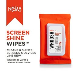 WHOOSH! Screen Cleaner WIPES - Safe all screens - Smartphones, iPads, Eyeglasses, Kindle, (20 Count - Flow Pack)