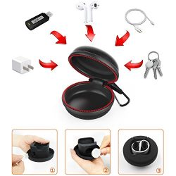 Greatfine Compatible with Apple Watch Charger Airpods Charging Case, iWatch Charger Storage Bag Hard Protective Travel Case with Keychain Compatible with Apple Watch Series 1 2 3 38mm 42mm