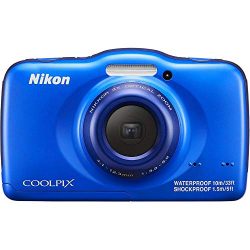 Nikon COOLPIX S32 13.2 MP Waterproof Digital Camera with Full HD 1080p Video (Blue)(Certified Refurbished)