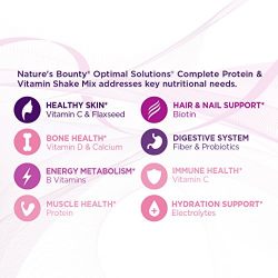 Nature's Bounty Optimal Solutions Protein Shake Chocolate, 16 Ounce Jar, Protein and Vitamin Shake Mix for Women, with Added Nutrients