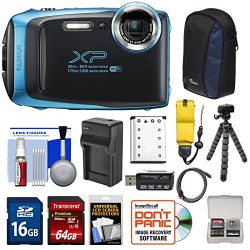 Fujifilm FinePix XP130 Shock & Waterproof Wi-Fi Digital Camera (Sky Blue) with 64GB Card + Battery +Charger + Cases + Tripod + Float Strap + Kit