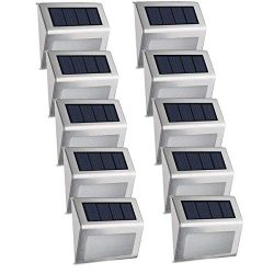 Easternstar Solar Light,Outdoor Waterproof Stainless Steel Solar LED Step Light Illuminates Stairs Patio Deck Yard Garden Outsides Path Fence Post lamp (10 Pack)
