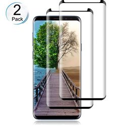 [2 - Pack] Galaxy S9 Tempered Glass Screen Protector, Huritan - 9H Hardness,Anti-Fingerprint,Ultra-Clear,Bubble Free Screen Protector Compatible Samsung Galaxy S9(Black)