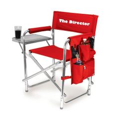 PERSONALIZED EMBROIDERED Sports Director Chair With Side Table and Pocket- Red