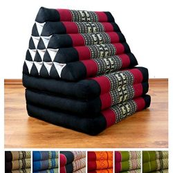 XXL Three Fold Thai Cushion, 74x22x3 inches (LxWxH),extra big Triangle for Backrest, 100 % Natural Kapok Filling, Foldable Thai Mat with Triangle Cushion, Headrest, Thai Pillow