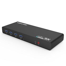 Wavlink Universal USB-C/USB 3.0 Ultra 5K Laptop Docking Station with 4K Dual Video Outputs,Support for Windows 7/8/ 8.1/10(USB-C in,DP and HDMI,Gigabit Ethernet,Audio Out and Mic in,6 USB 3.0 Port)