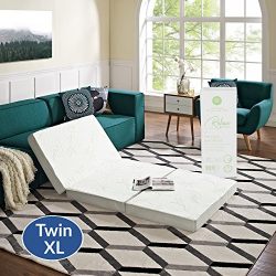 Modway 4” Relax Twin XL Tri-Fold Mattress CertiPUR-US Certified with Soft Removable Cover and Non-Slip Bottom (39" x 80”) - 10-Year Warranty