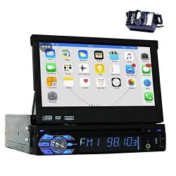 Backup Camera + 2GB 7'' Single Din Android 6.0 Car DVD Player with Bluetooth GPS Navigation Car Stereo Radio Receiver Detechable Panel Pop-out Touch Screen with WiFi Subwoofer Audio/Video output