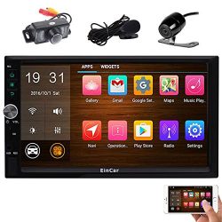 Front & Rear Camera included! Android 7.1 Double Din Car Stereo with 7'' Touch Screen In Dash GPS Navigation Entertainment Radio Receiver with External Microphone Support Bluetooth WiFi Mirror Link