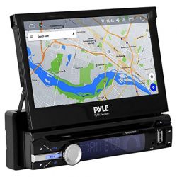 Pyle Single DIN in Dash Android Car Stereo Head Unit w/ 7inch Flip Out Touch Screen Monitor - Audio Video Receiver System w/GPS Navigation, Bluetooth, WiFi, Microphone, USB Micro SD Reader-PLTDAND72