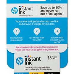 HP Instant Ink 5 dollar Prepaid Card, use to enroll in 50, 100, or 300 page plan