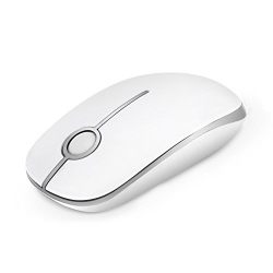 Jelly Comb 2.4G Slim Wireless Mouse with Nano Receiver, Less Noise, Portable Mobile Optical Mice for Notebook, PC, Laptop, Computer, MacBook - White and Silver