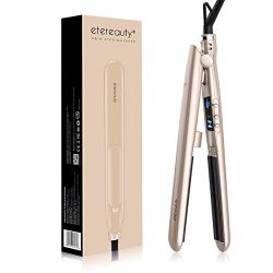 Hair Straightener, ETEREAUTY Flat Iron 2 in 1 Straightener and Curler with 3D Ceramic Floating Plates, Digital LCD Display, Dual Voltage and Instant Heat UP (Style 1)