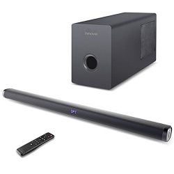 Sound Bar Subwoofer, hmovie Soundbar TV 36.6 inch 150W 2.1 Channel Speaker, Wireless & Wired Bluetooth 4.2 Sound Bars, Home Theater Surround Sound, Remote Control, Wall Mountable