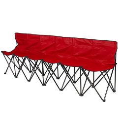 Best Choice Products 6-Seat Portable Folding Sports Sideline Bench Chairs w/Carrying Case - Red