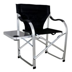 Stylish Camping Black Heavy Duty Folding Camping Director Chair with Side table