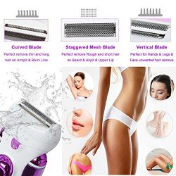 Electric Hair Razor for Women 4 IN 1 Ladies Hair Epilator Shaver Removal Flawless Facial Hair Remover Bikini Area Trimmer Callus Shavers for Face Armpit Legs Arms (PURPLE)
