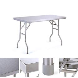 Tobbi 48" L x 24"W Stainless Steel Folding Work Table Outdoor Picnic Camping Table