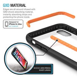 Maxboost HyperPro Hybrid Case for Apple iPhone XS Max Case 2018 (6.5") with Infused GXD Gel + TPU Cushion Frame and Rigid Back Plate Phone Cover [Enhanced Drop Protection] - Matte Black/Clear