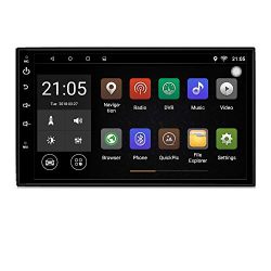 Upgraded Android 7.1 Quad Core CPU 7 inch Touch Screen in Dash Double Din car Stereo Vehicle GPS Navigation Headunit Car WiFi Bluetooth Radio Audio System with Free Rear Camera and Car Tuning Tools