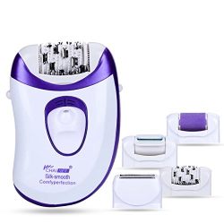 Hair Epilator, CHAINER 5 in 1 Electric Hair Removal Rechargeable Razor Women Bikini Trimmer Cordless Lady Shaver Callus Remover with 5 Extra Attachment Hair Care US Plug (Purple)