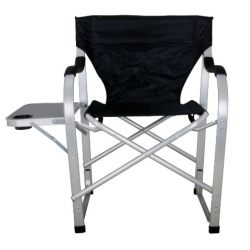 Stylish Camping Black Heavy Duty Folding Camping Director Chair with Side table