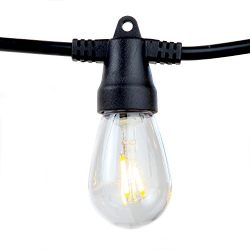 Brightech Ambience Pro Solar Powered LED Outdoor String Lights – Commercial Grade, Waterproof Patio Lights With Edison Bulbs– 2500 maH Solar Panel, 2 Watt S14 Filaments- Heavy Duty Cafe Bistro -24ft